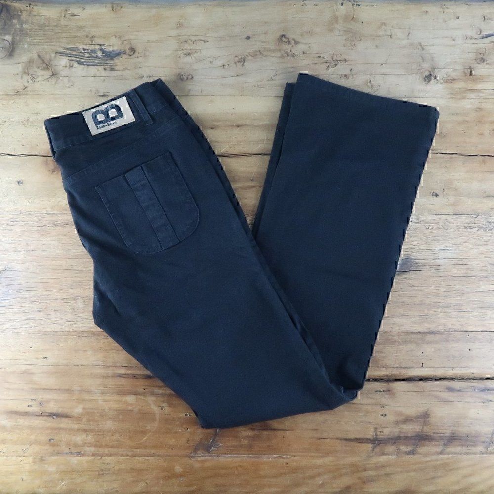 BOOM BOOM BLACK LOW RISE GRUNGE STYLE BUTTON FLY BOOTCUT STRETCH JEANS SIZE 7/8